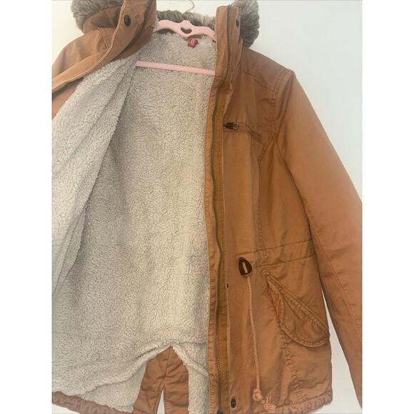 H&M Divided Orange Faux Fur Pile-lined Parka Womens Sz Sm Fisherman Outdoor Gorp - Picture 6 of 7